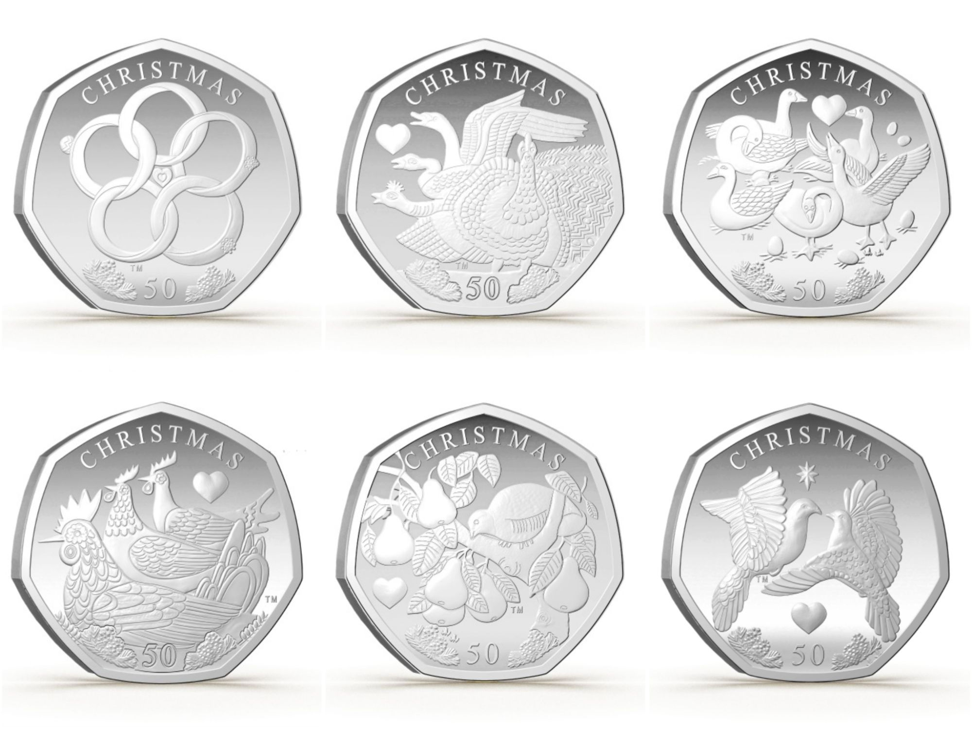 2025 Isle of Man 12 Days of Christmas 50p - Set of six