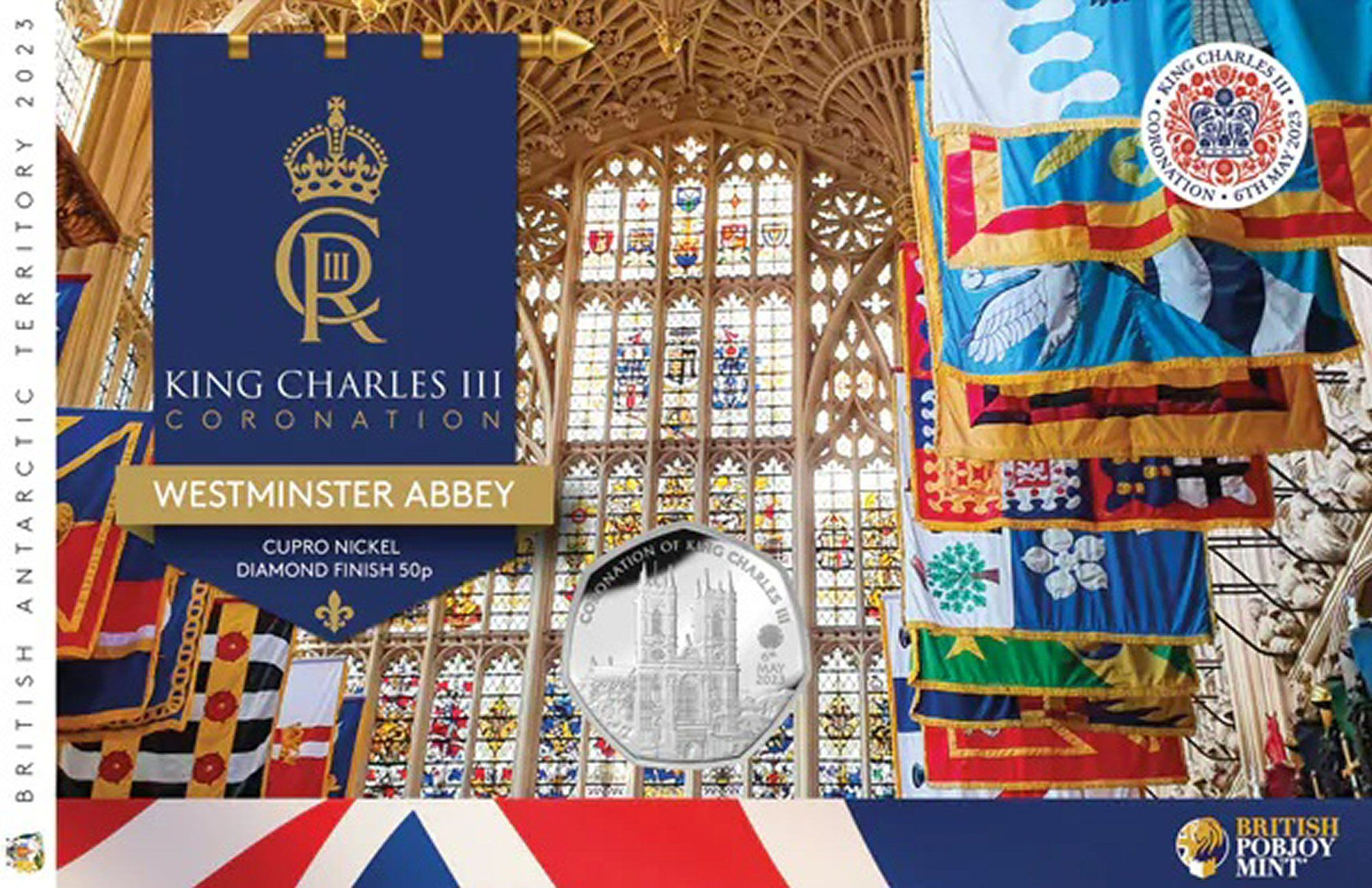 2023 British Antarctic Territory King Charles Coronation 50p Coin Card