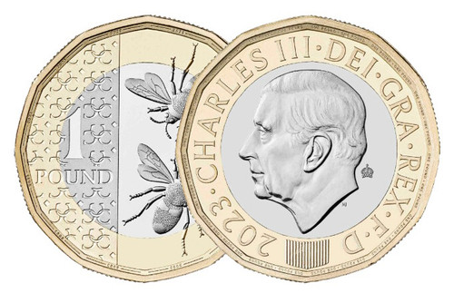 2023 King Charles Bees £1 BUNC (with Privy Mark) | Romiley Coins