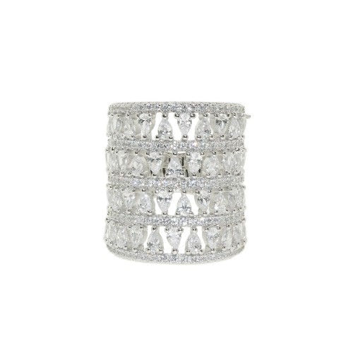 Silver Four layer CZ Cocktail Ring