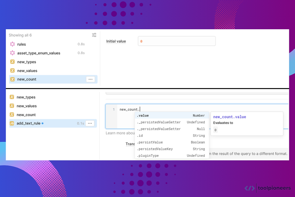 Using temporary states and variables in Retool