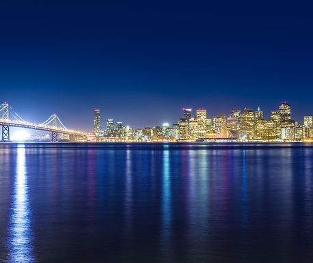Bay Bridge and san Francisco skylight at night
