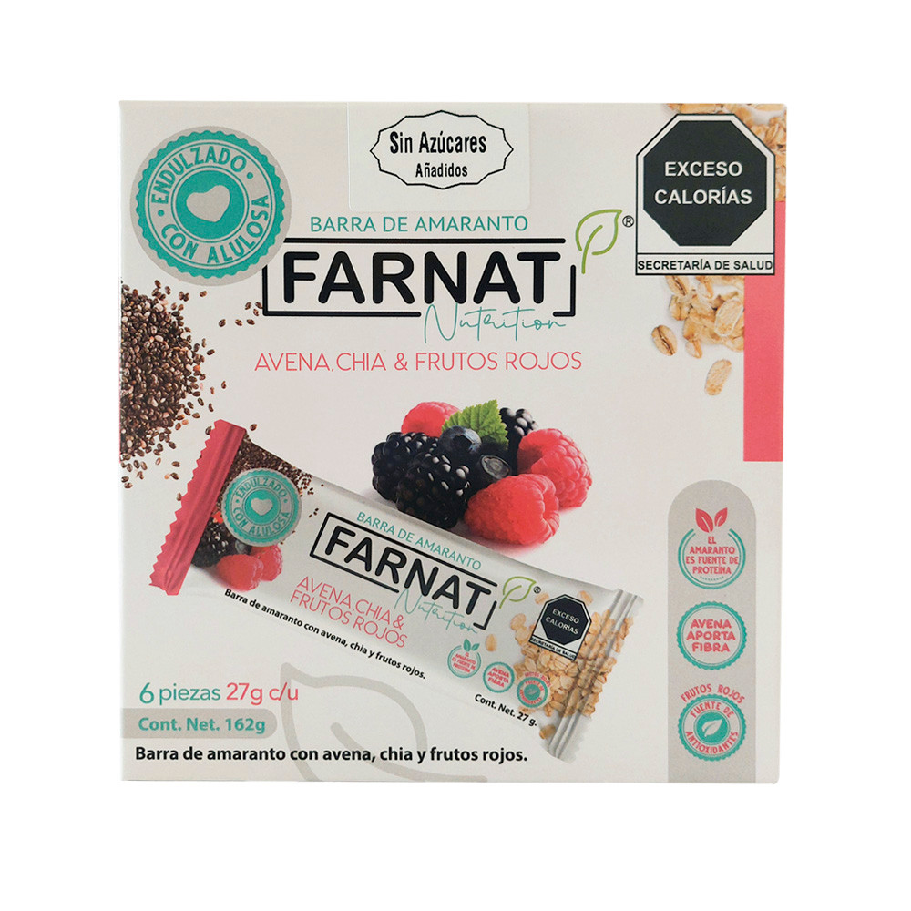 BARRA DE AMARANTO CON AVENA, CHIA Y FRUTOS ROJOS C/6