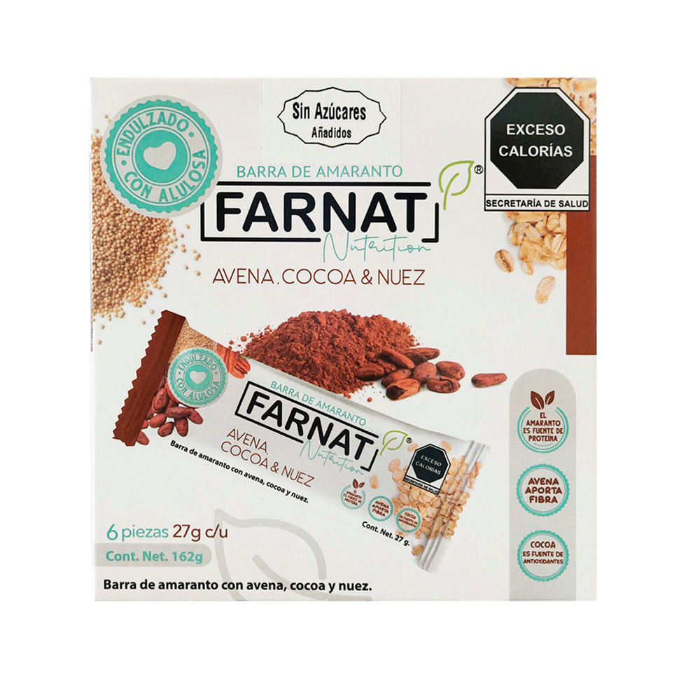 BARRA DE AMARANTO CON AVENA, COCOA Y NUEZ C/6