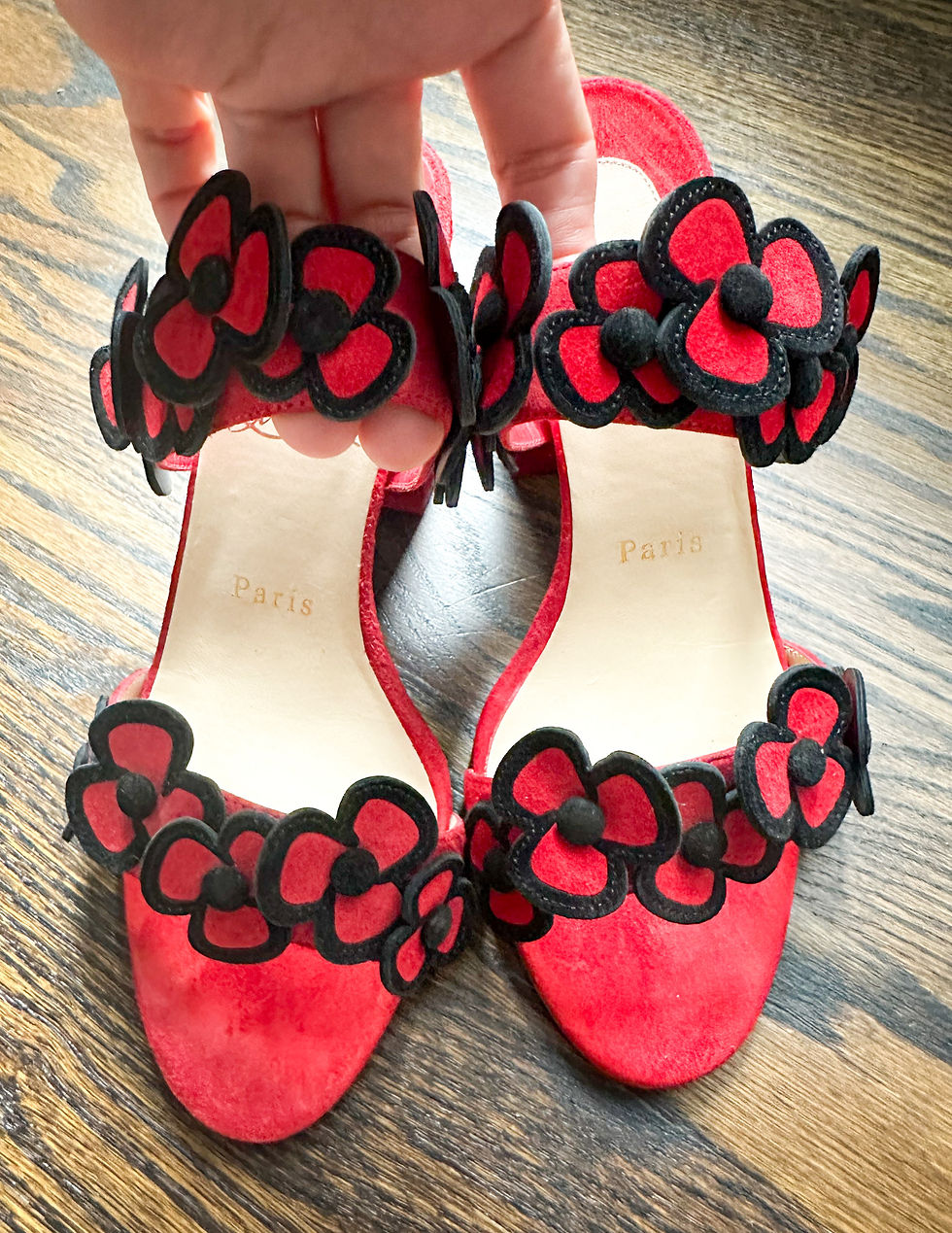 Christian Louboutin Suede Pansy Sandals. Size 37