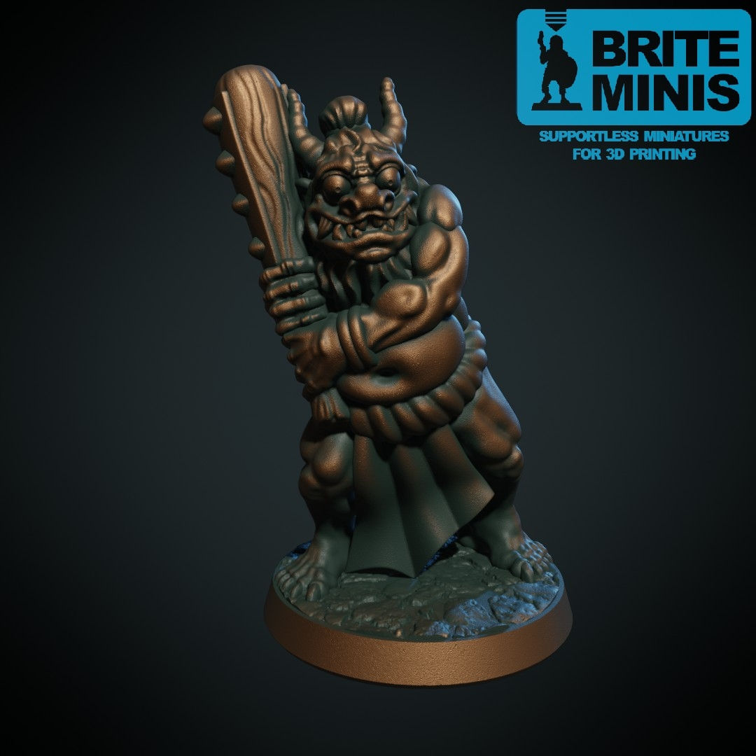 figurine de oni avec gourdin format 28mm sur socle