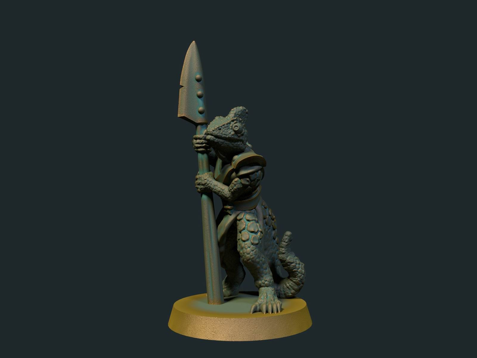 Homme lézard caméléon hallebardier - figurine à peindre format 28mm(D&D) -RPG