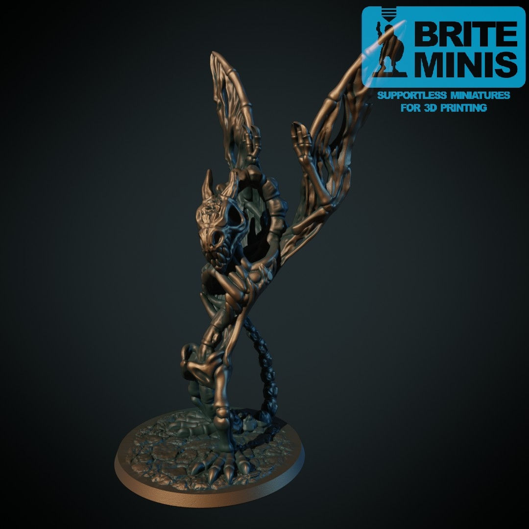 figurine de wyverne zombie format 28mm sur socle de 50mm