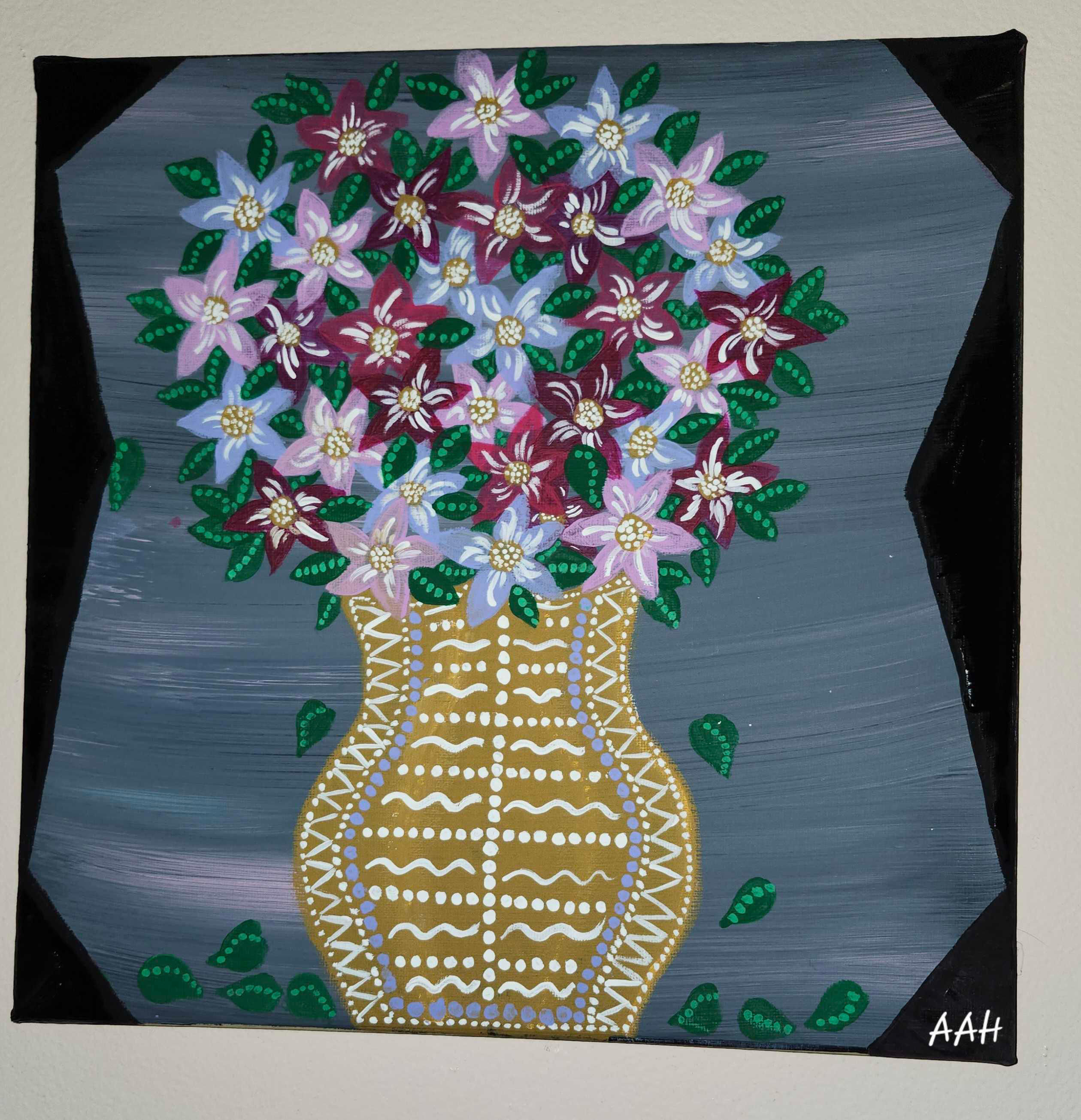Flower vase with Flower 12x12 Acrylic Paint Canvas