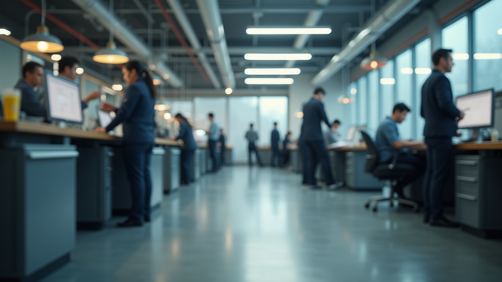 Vista de un equipo de trabajo colaborando en un entorno de oficina moderna