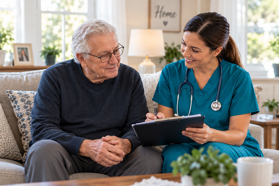 OCTIHEALTH home health nurse supporting an older adult with chronic illness at home.