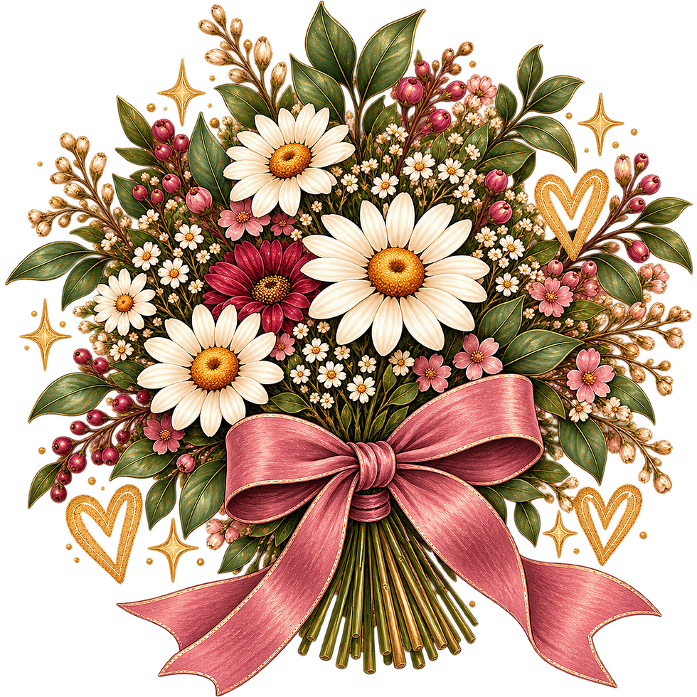 Romantic Floral Bouquet with Gold Accents.png