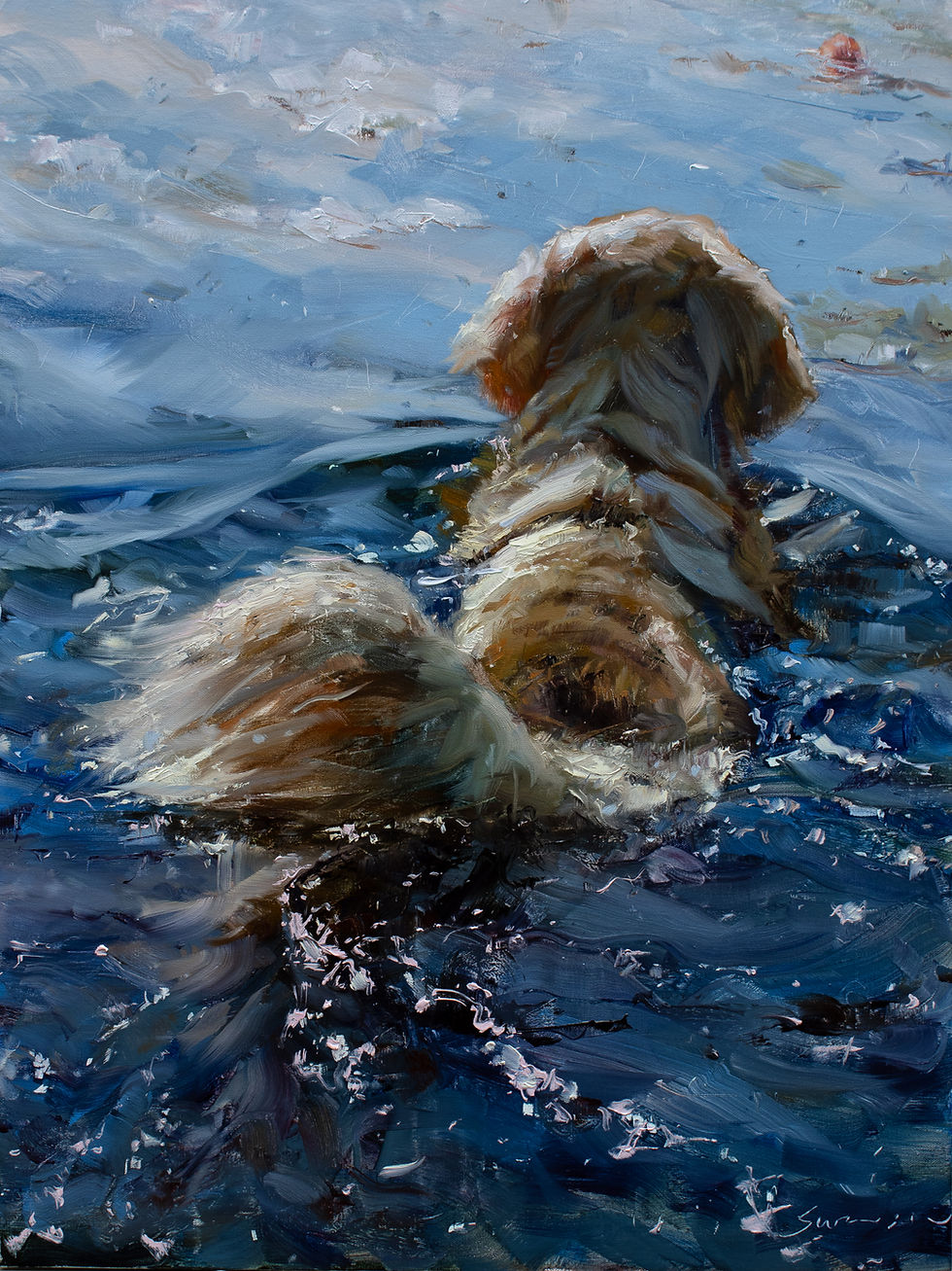 _The Ball Returner_ 24x18 oil $4200