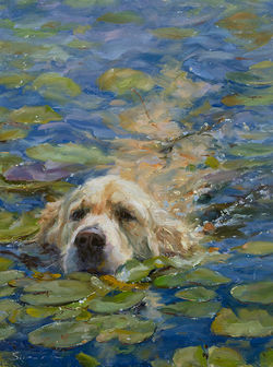 Swimming in Lilies 24x18 oil $3500