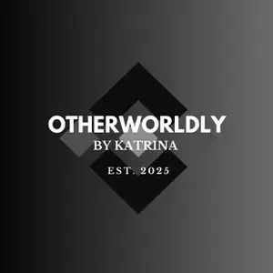 a black and white logo for a company called otherworldly by katrina .