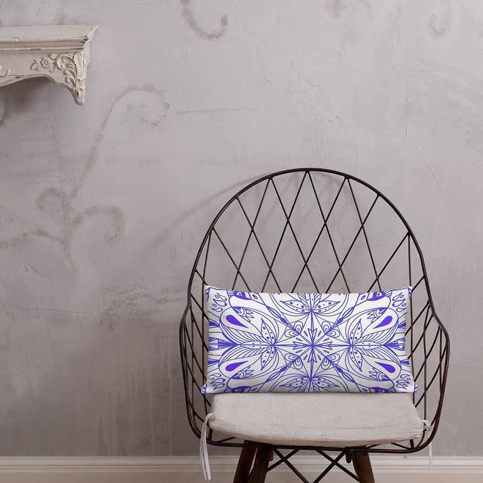 Thumbnail: Blue Faces Mandala - Premium Pillow