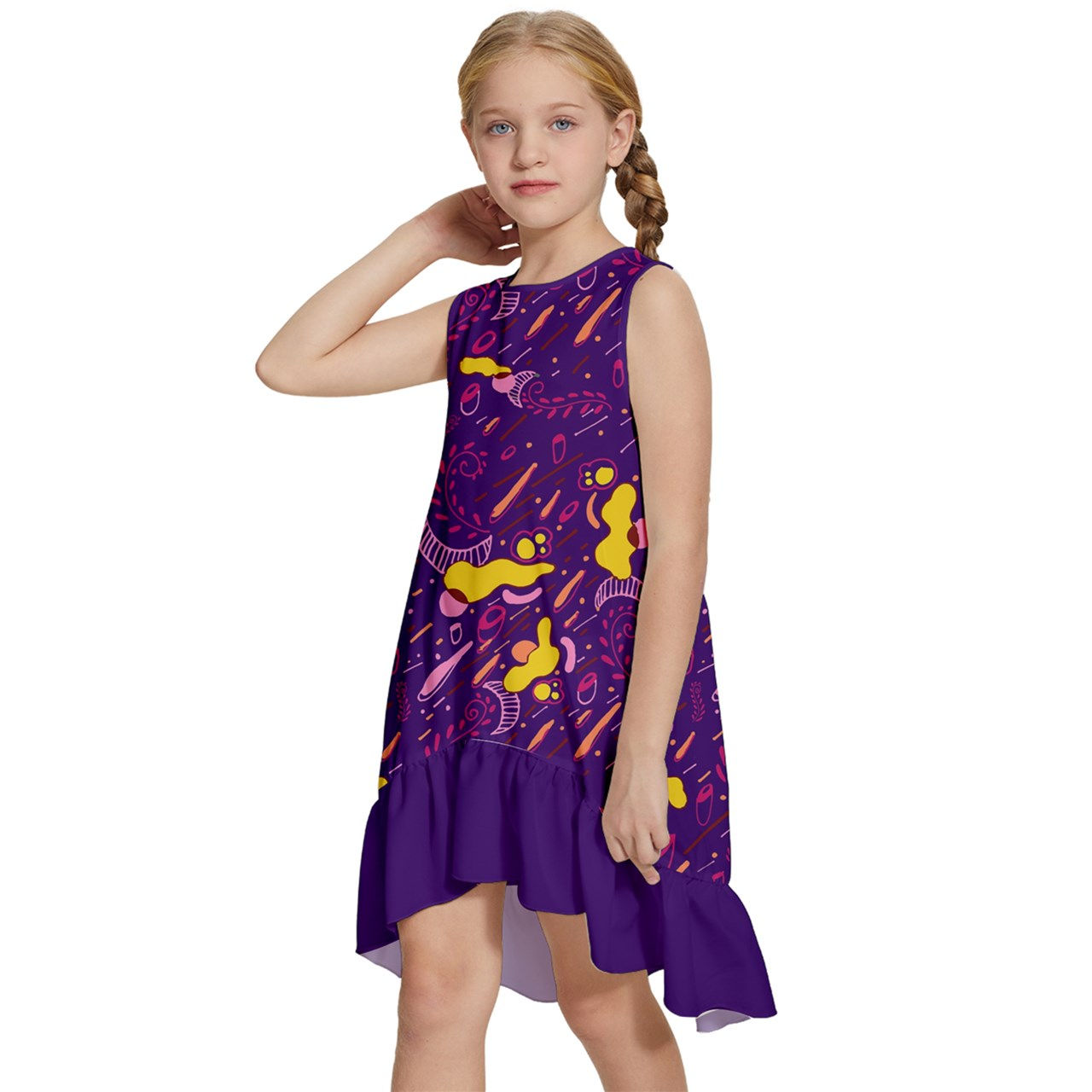 Doodlefun -violet Kids' Frill Swing Dress