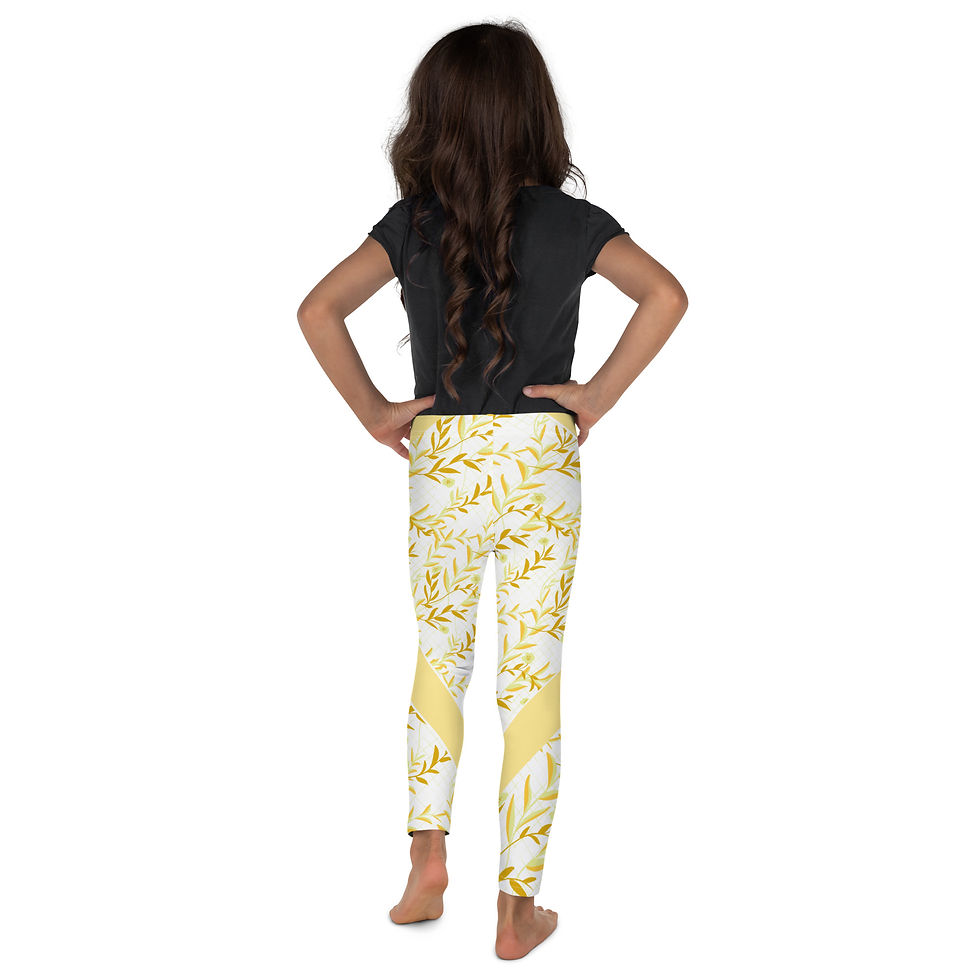 Thumbnail: Yellow wavy floral-twist - Kid's Leggings