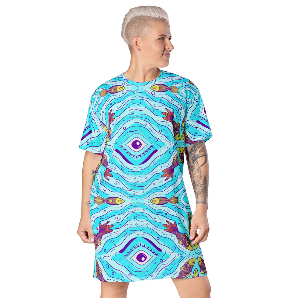Thumbnail: I have my eyes on you “oh fish” - Tshirt dress