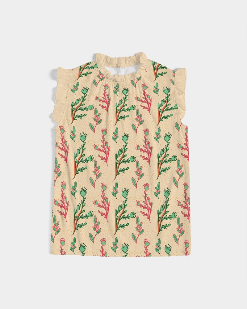 Thumbnail: floral -2 spring-Pant Women's All-Over Print Ruffle Sleeve Top