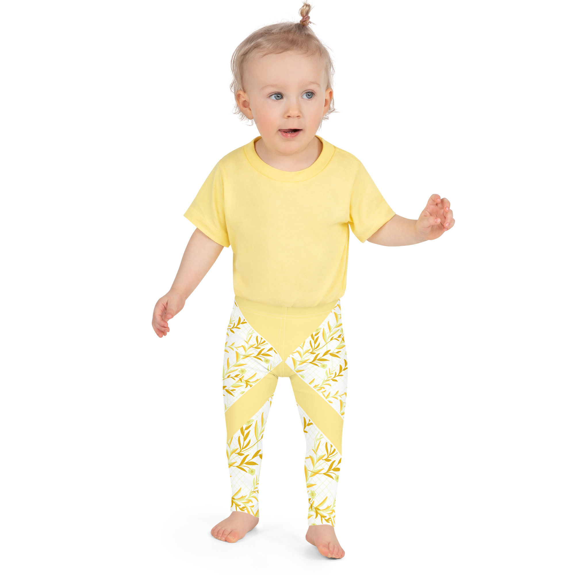 Yellow wavy floral-twist - Kid's Leggings