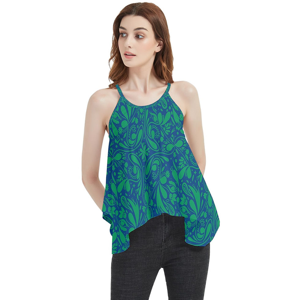 ca5938 Womens Floral-greenpattern-paisley-04 Flowy Camisole Tank Top