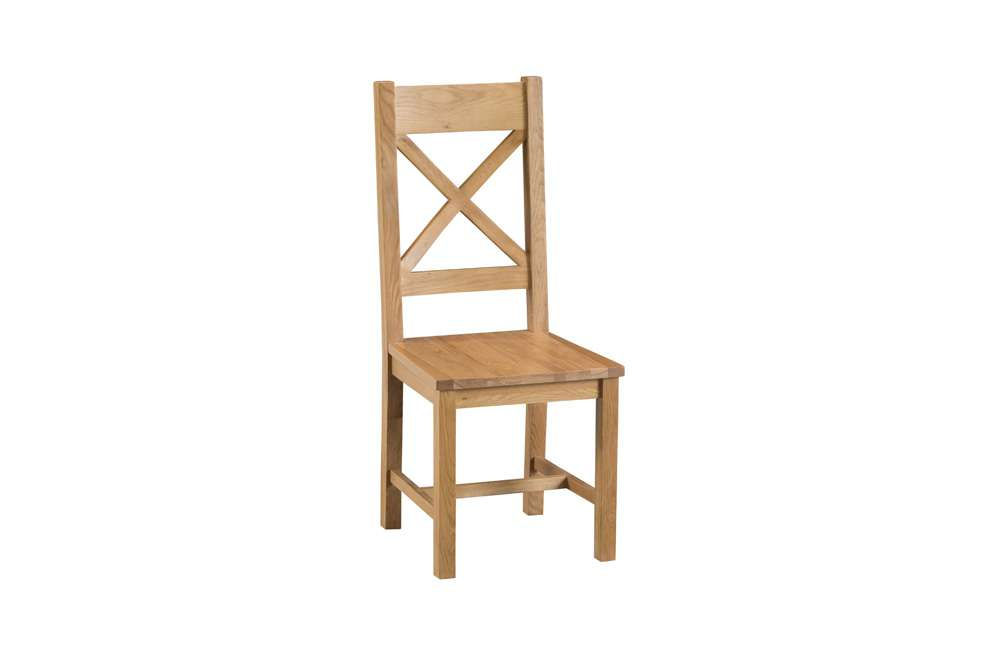 Naples Rustic Oak Cross Back Chair Wooden Seat