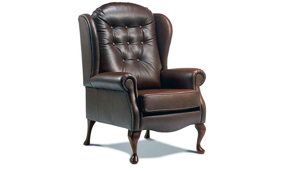 Lambeth Leather High Seat Legged Fireside Chair
