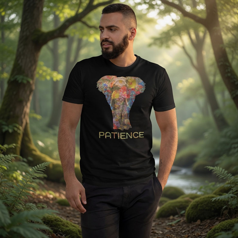 Model wearing Men's Patience T-shirt