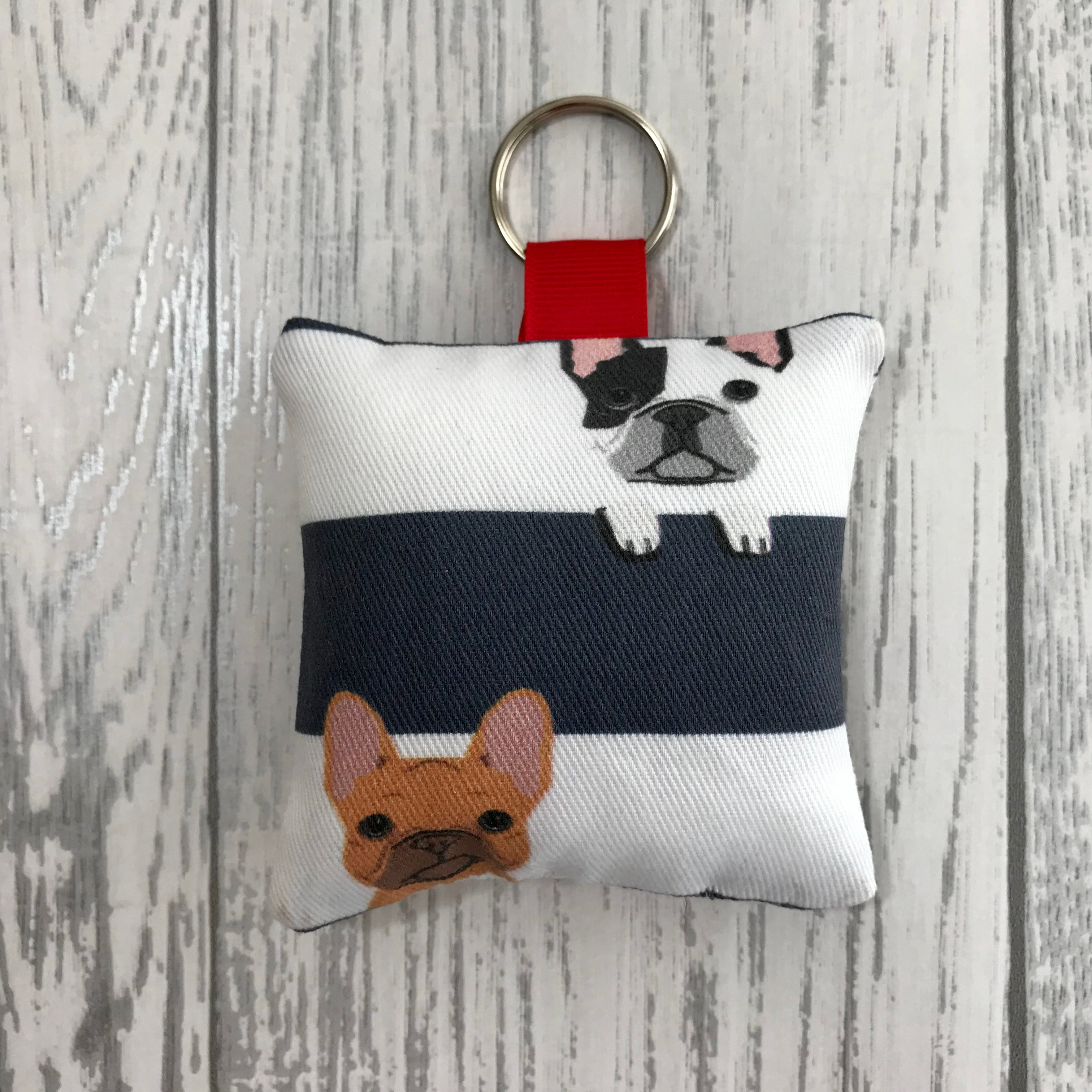 French Bulldog Nautical Print Keyring