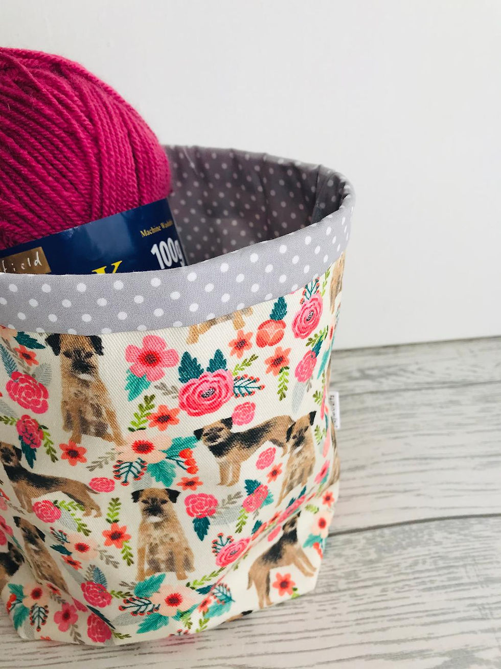 Thumbnail: Border Terrier Floral Storage Basket