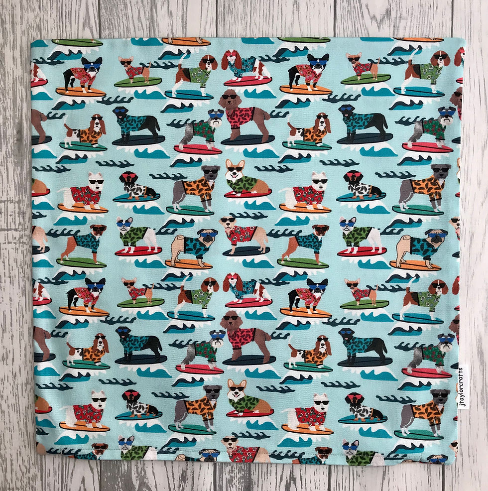 Thumbnail: Blue Surfing Dogs Cushion Cover
