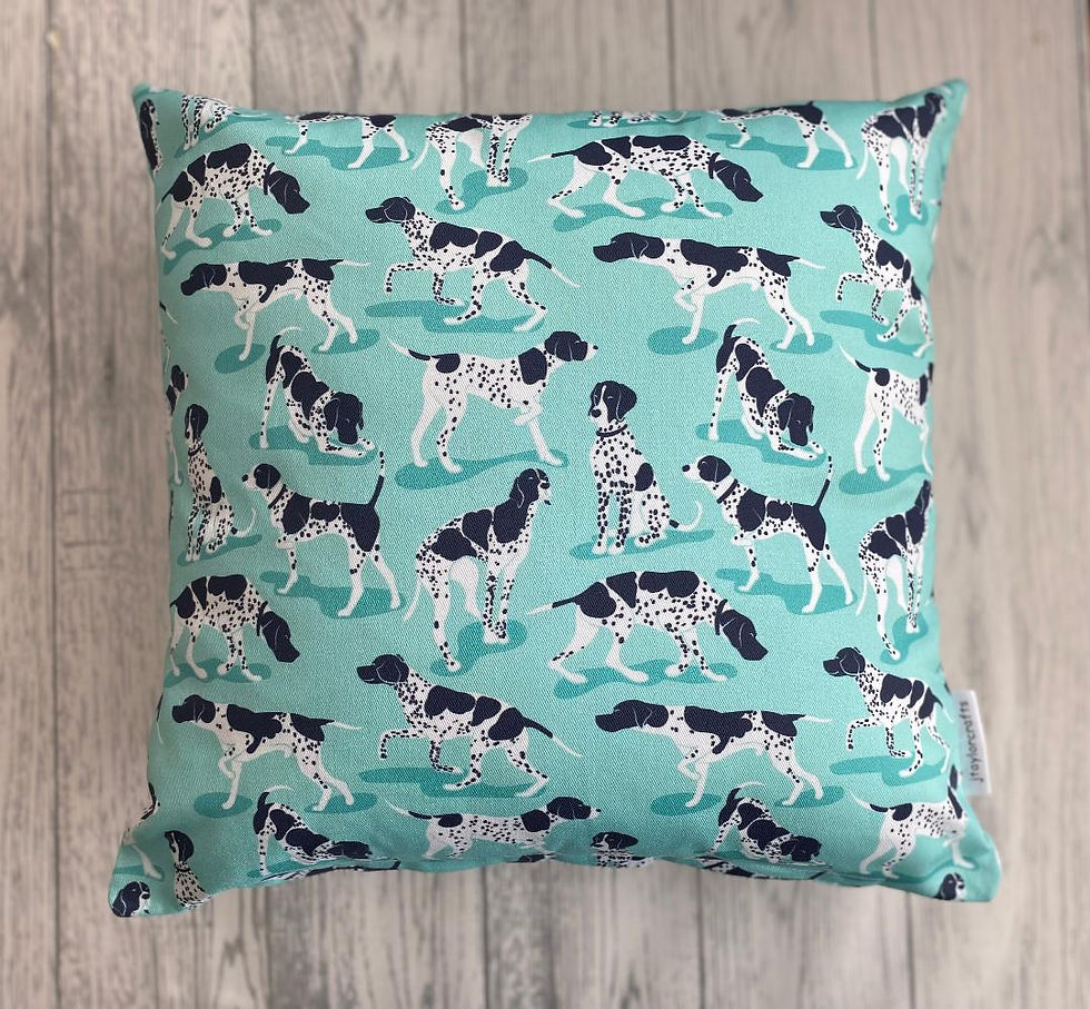 Aqua Pointer Dog Print Cushion Cover