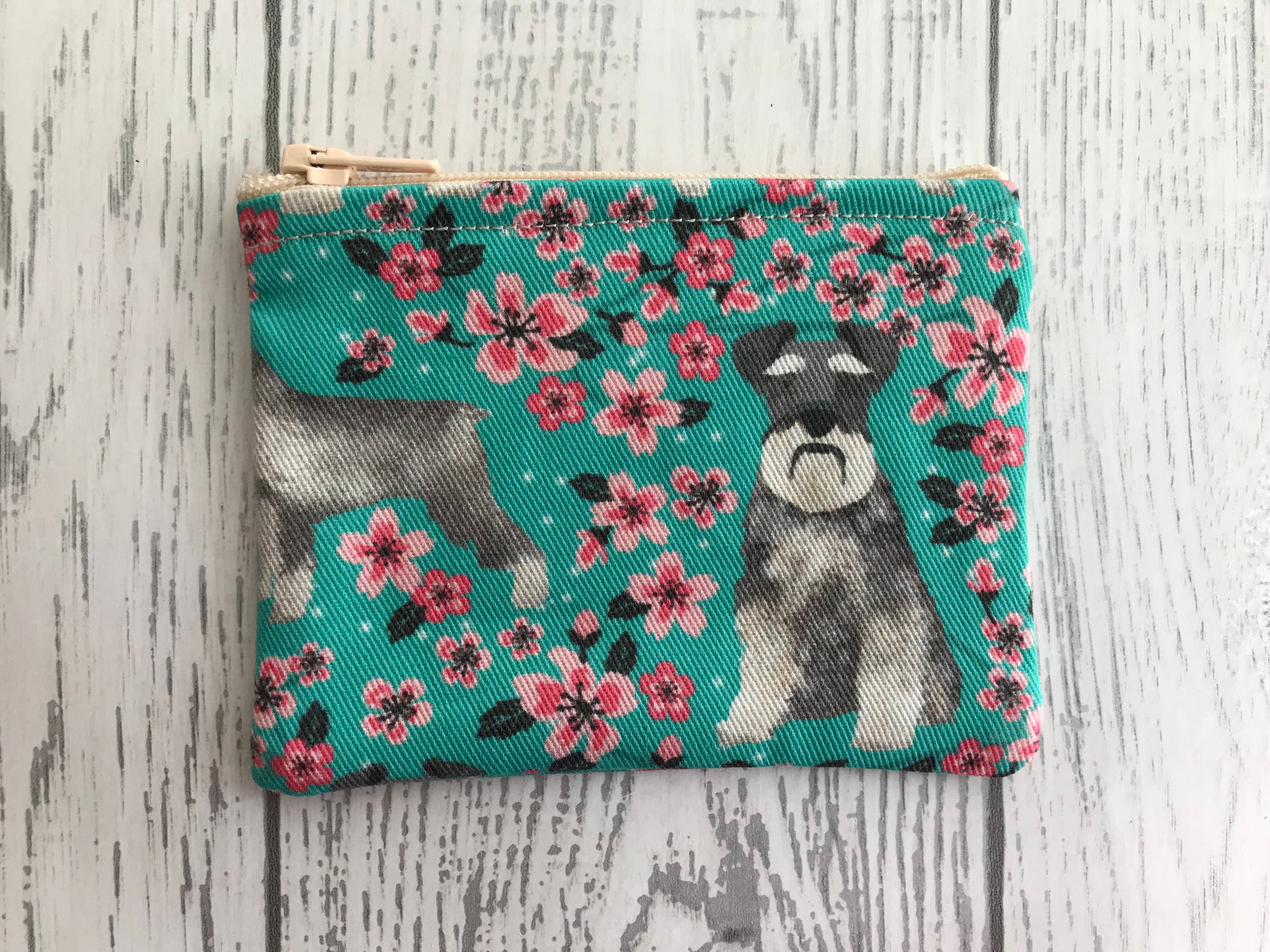 Schnauzer Floral Fabric Coin Purse