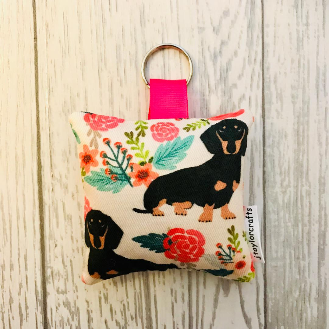 Dachshund Floral Dog Print Keyring