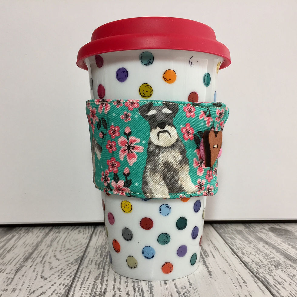 Thumbnail: Green Floral Schnauzer Print Cup Cozy