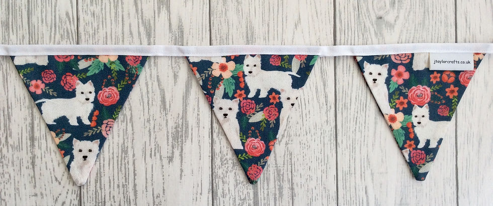 Thumbnail: Westie Blue Floral Mini Bunting