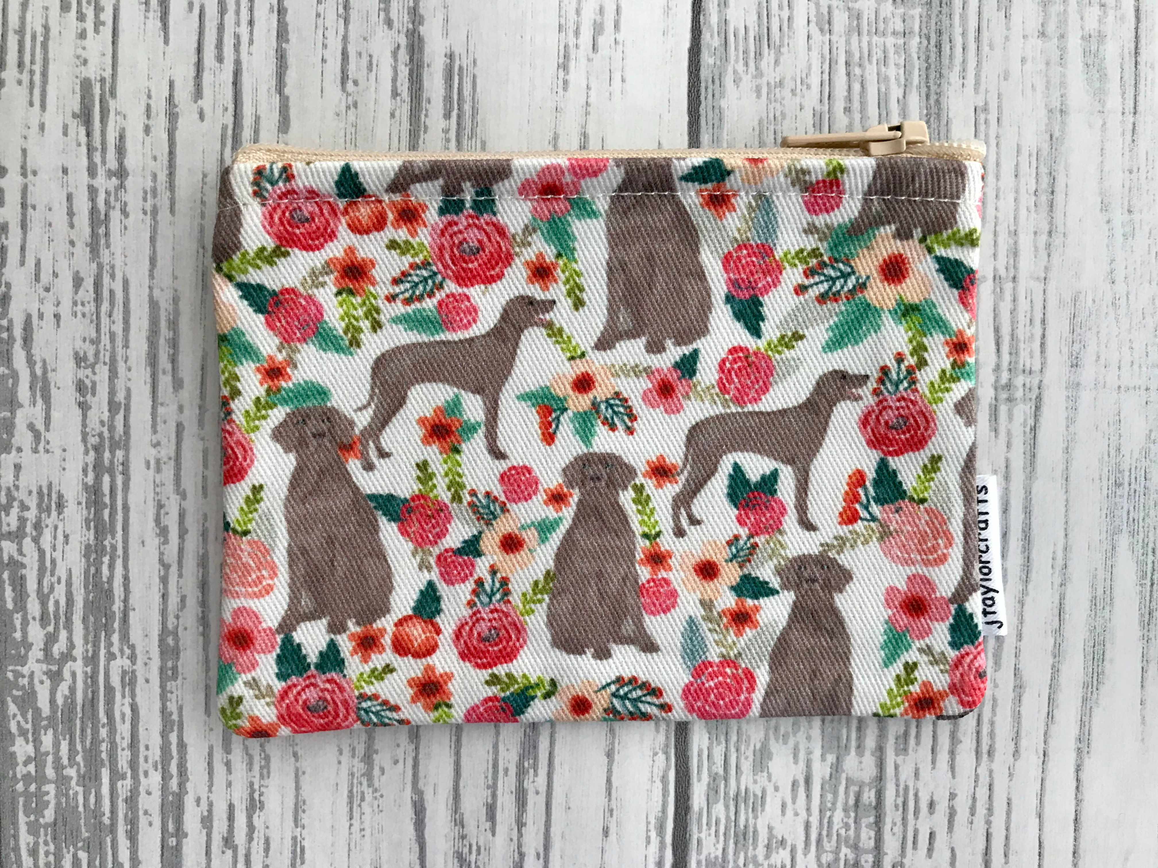 Floral Weimaraner Fabric Coin Purse