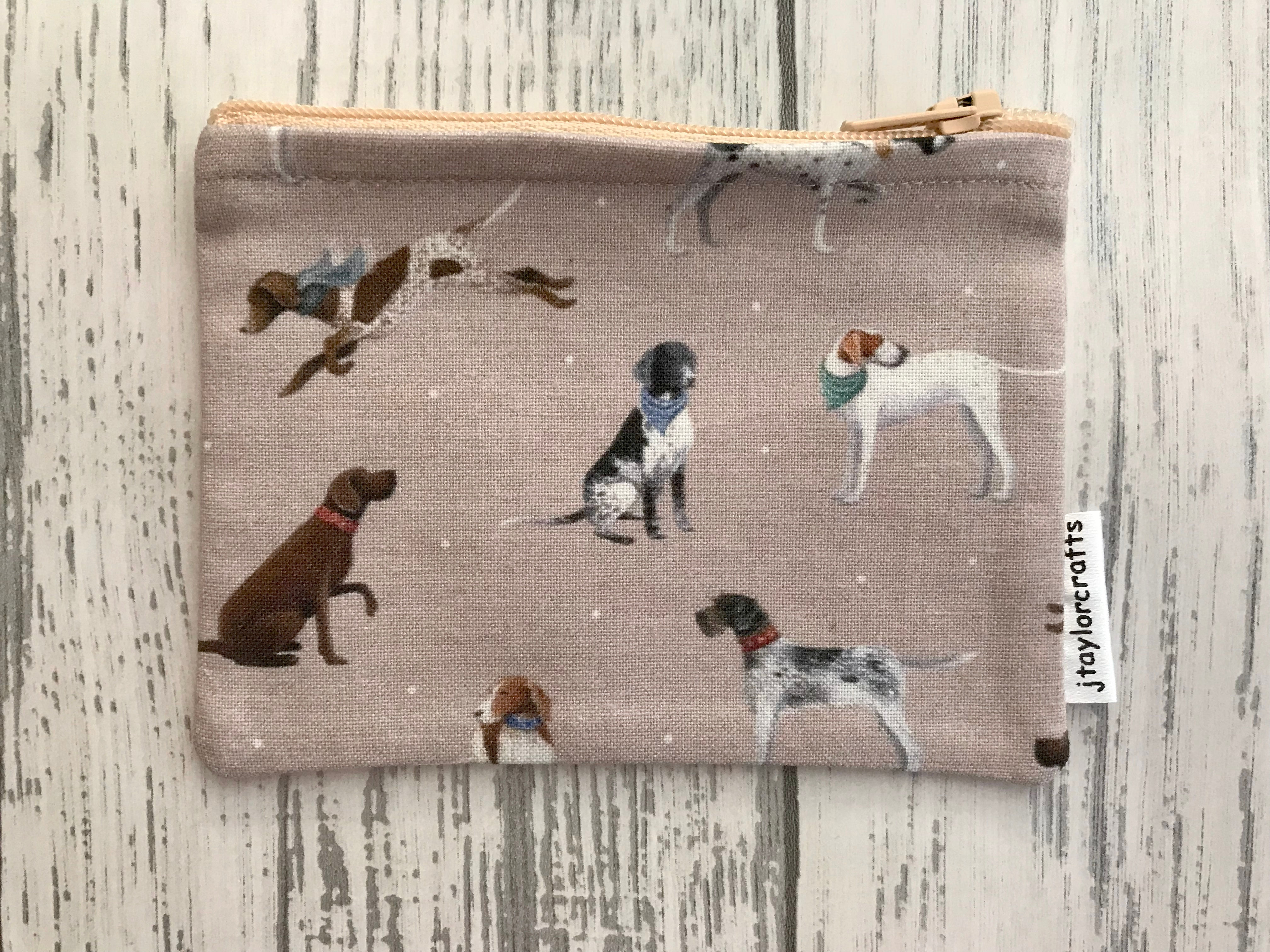Vintage Pointer Tan Fabric Coin Purse