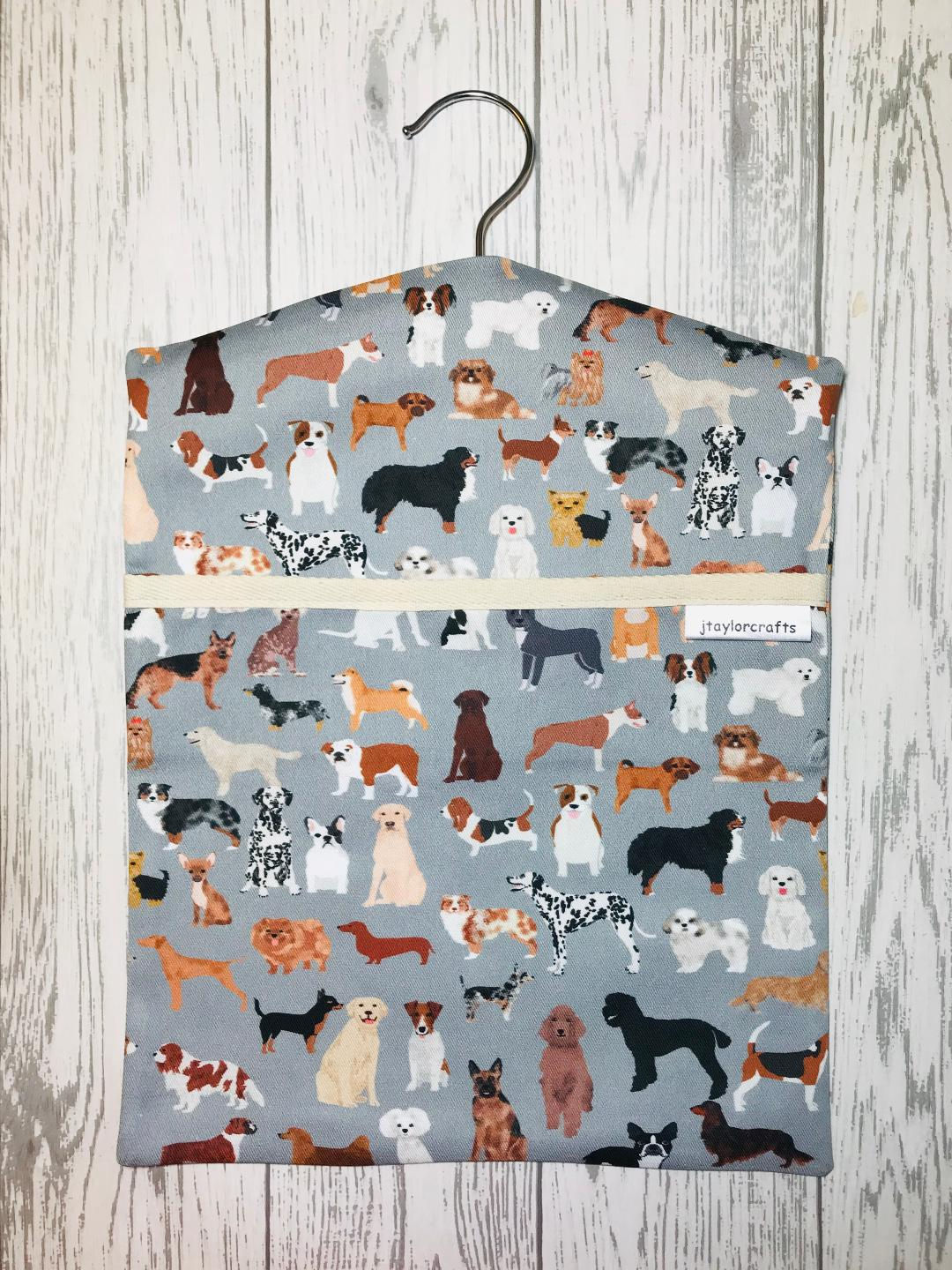 Grey Mixed Dogs Peg Bag