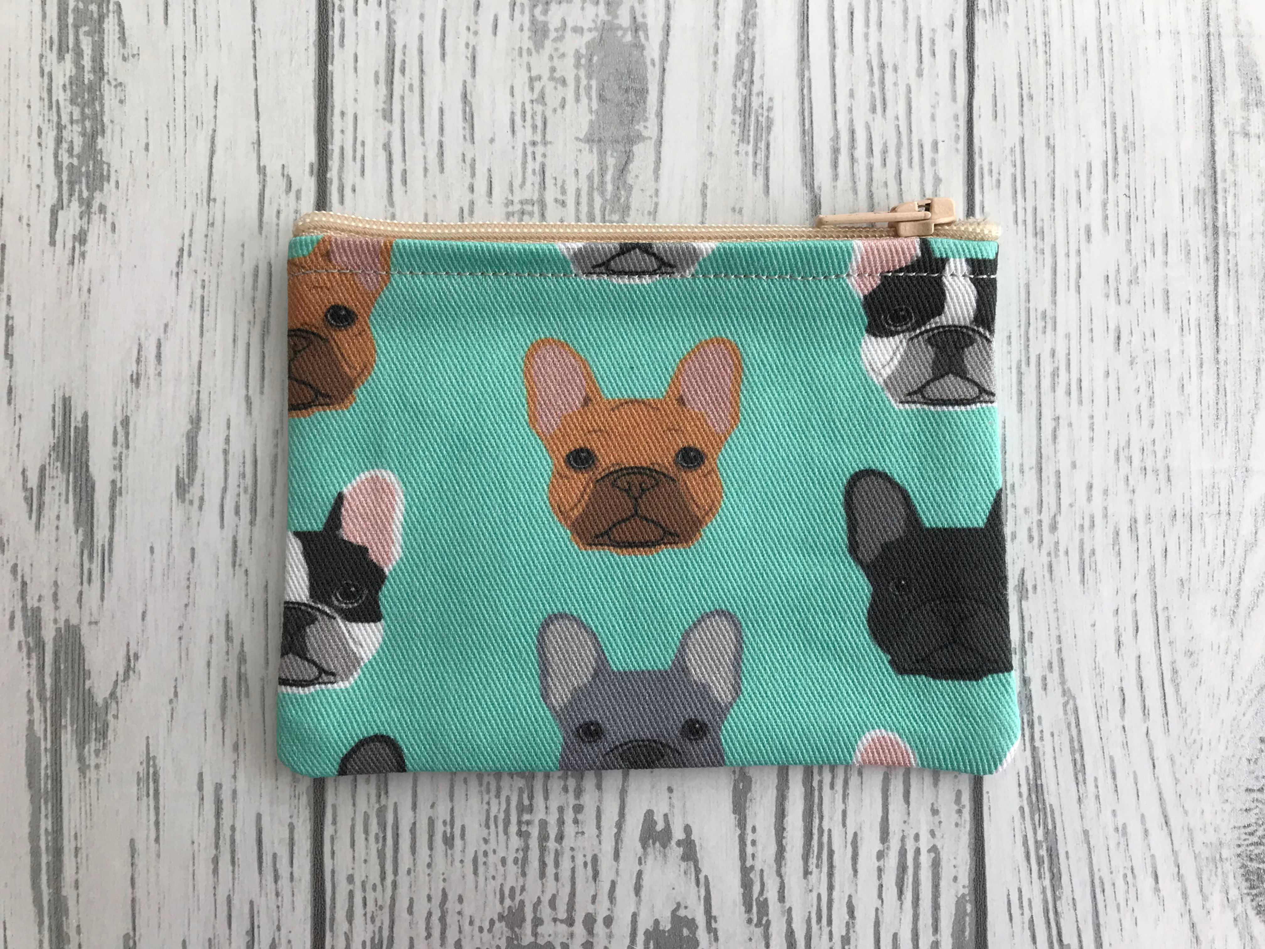 French Bulldog Green Fabric Coin Purse