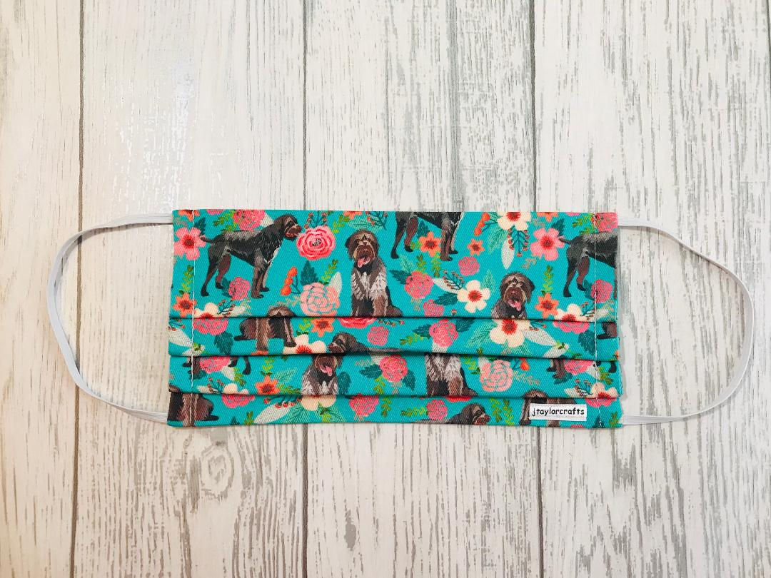 German Wirehaired Pointer  Pleated Face Mask