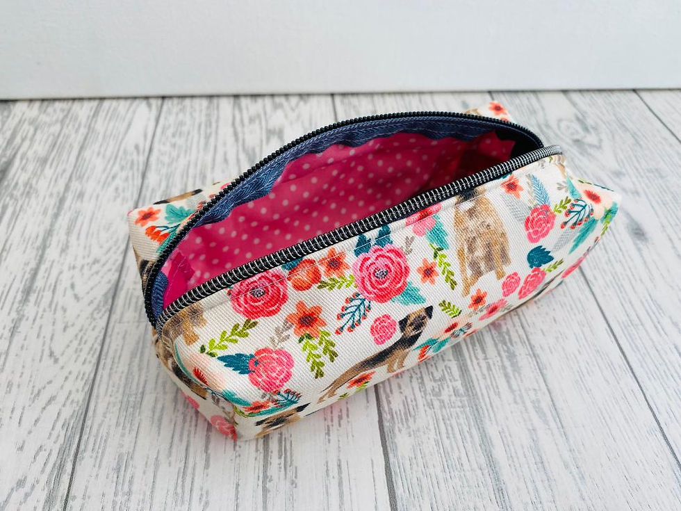 Thumbnail: Border Terrier Cream Pencil Case / Make Up Bag.