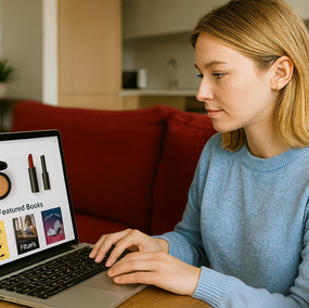 Young Woman Shopping Online at Home