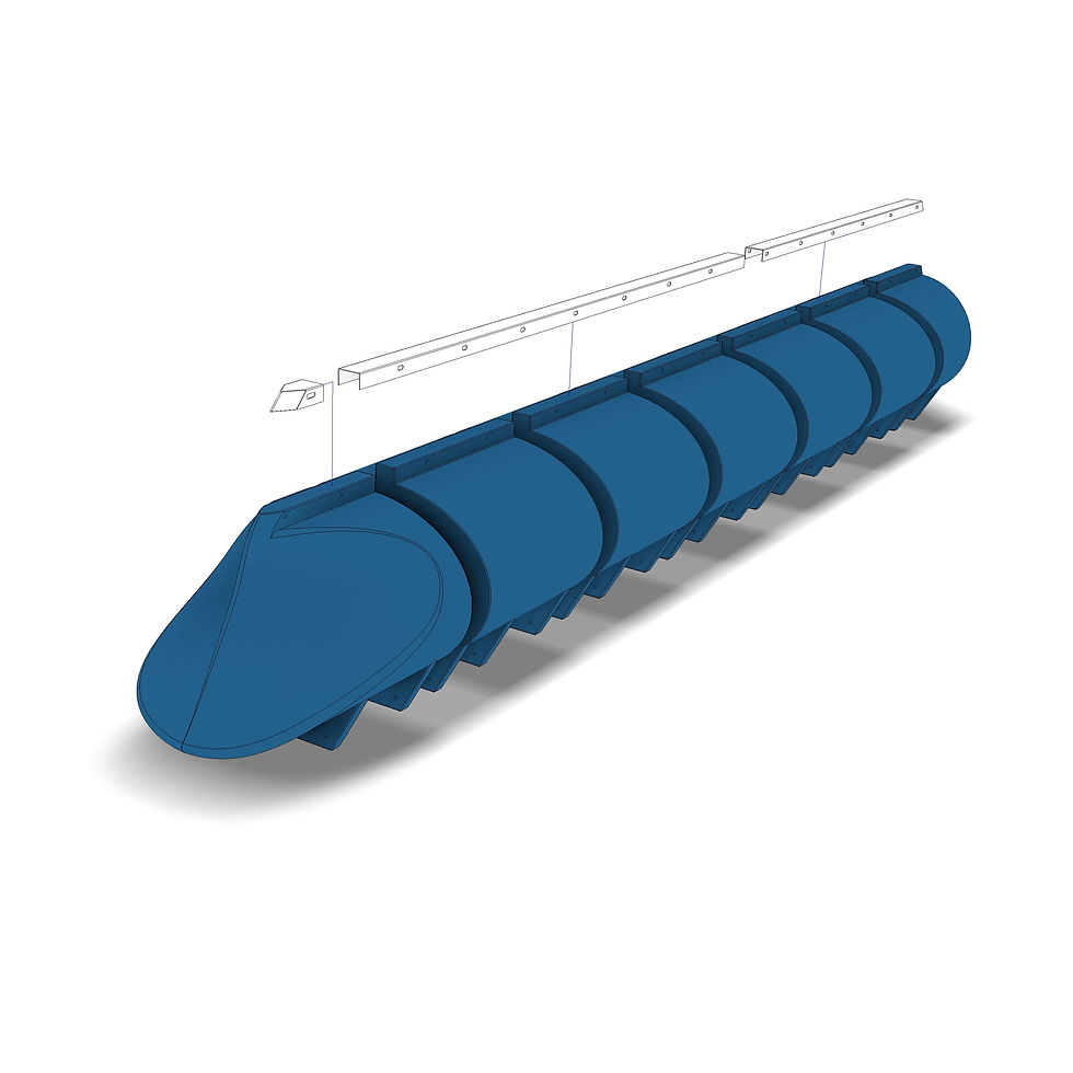 Thumbnail: Isometric exploded view of the U keel attached to ABC series pontoon float row