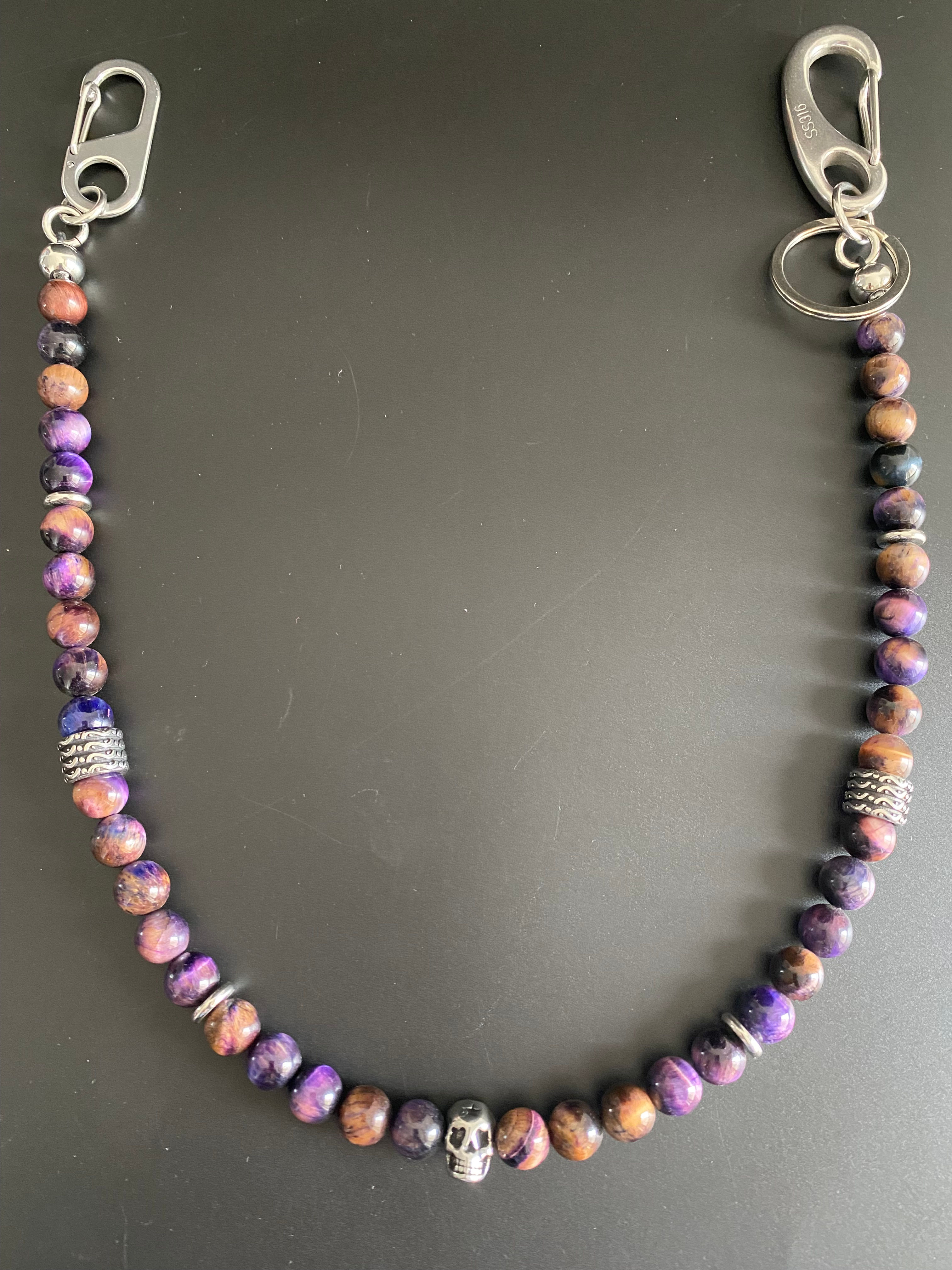 Chaîne 10MM en Œil de Tigre violet mélangé