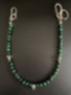Chaîne de portefeuille pour homme en Œil de tigre vert et son charm skull en acier inoxydable