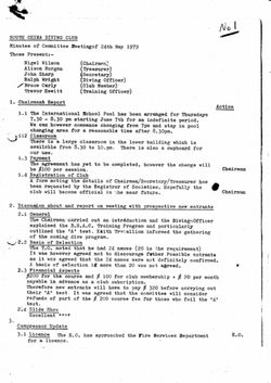 Club's First Committee Meeting Minutes (24.5.1979)