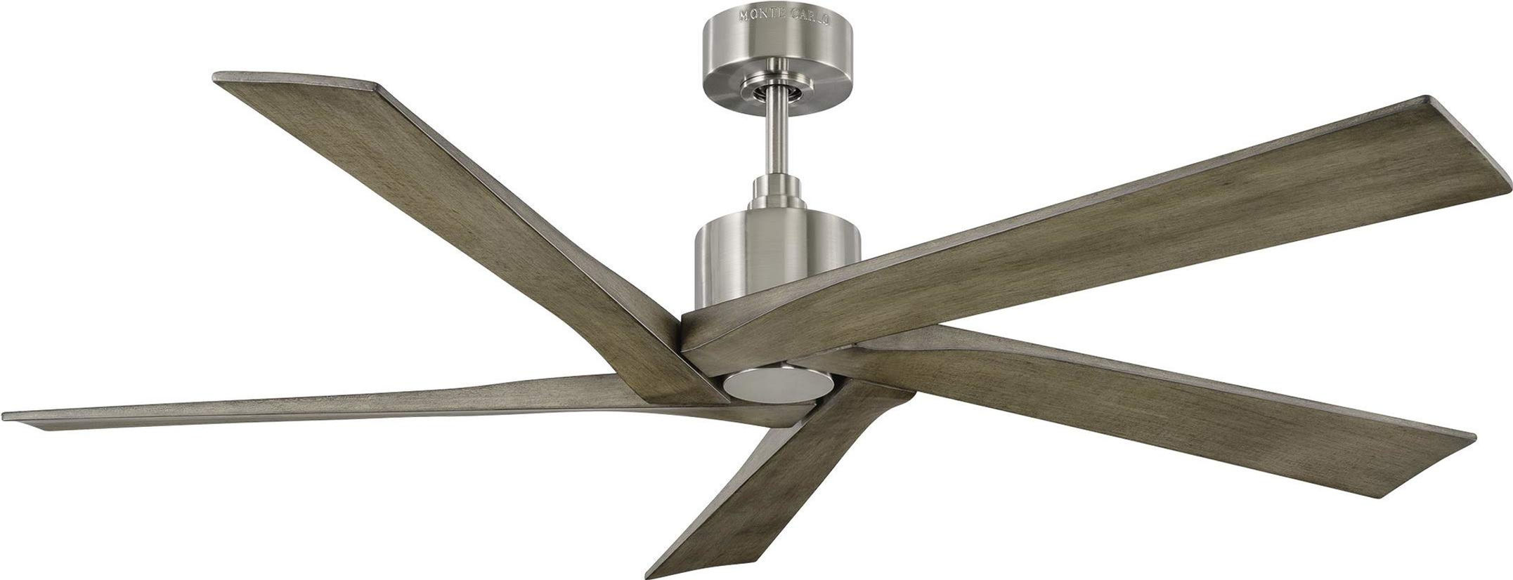 Monte Carlo 56" Aspen Brushed Steel with Light Grey and Oak Carved Wood Blades