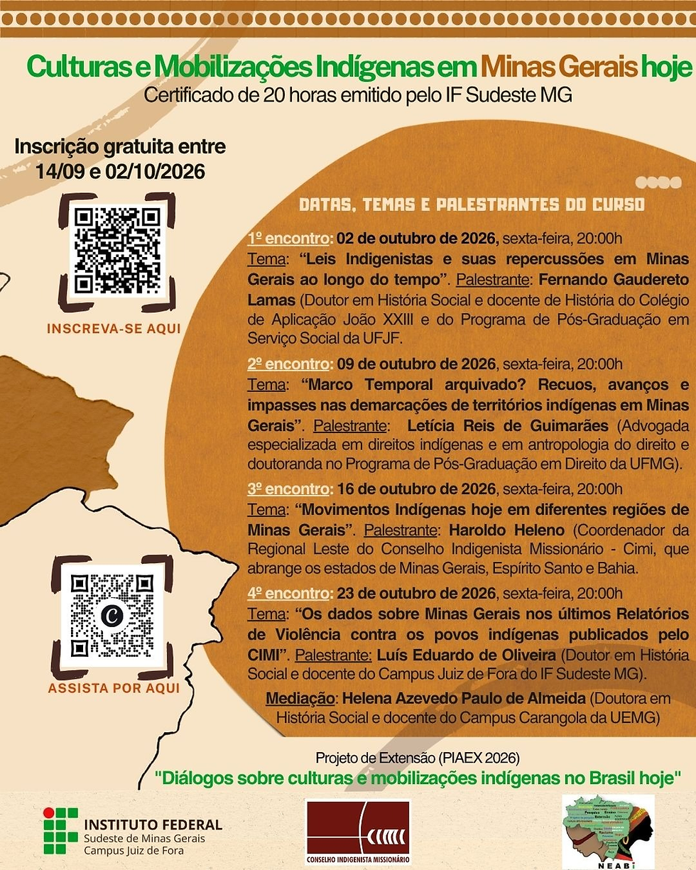 Projeto promove encontros sobre culturas e mobilizações indígenas em Minas Gerais